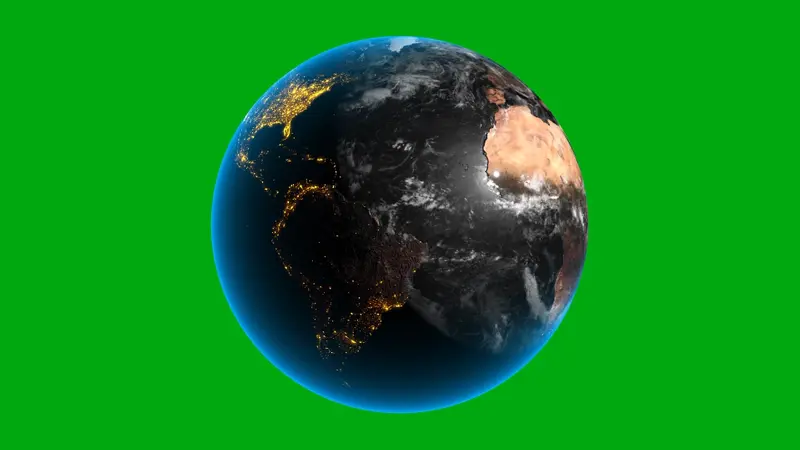 Realistic earth rotation green screen