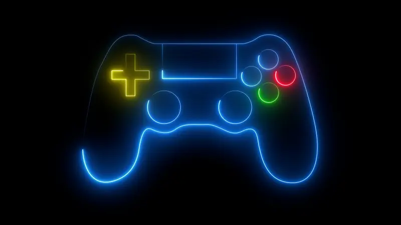 Gaming Controller Neon Lines