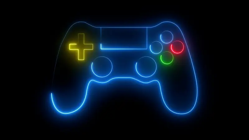 Gaming Controller Neon Lines